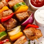 catering plate of kabobs