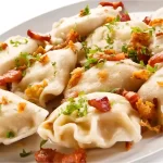 catering plate of pot stickers
